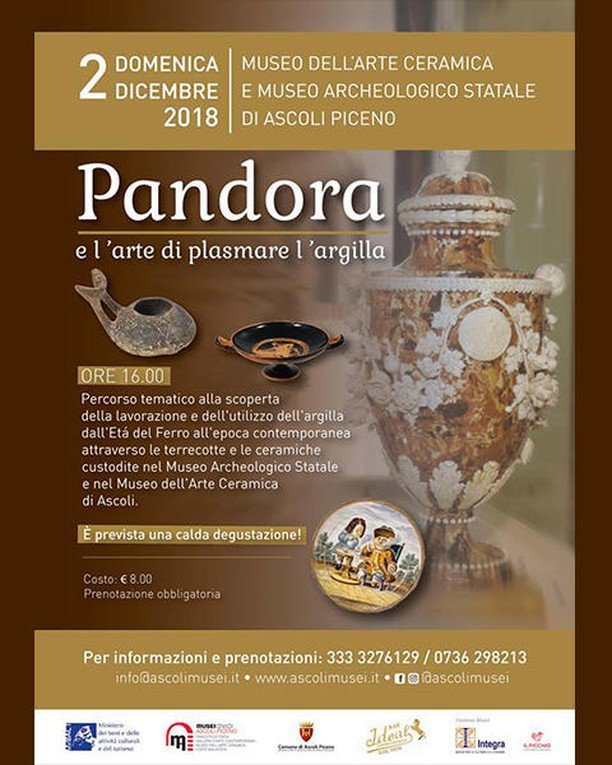 📌Tante le cose da fare in questo weekend prenatalizio.
Aggiungi all'agenda l'evento "Pandora e l'arte di plasmare l'argilla" che si terrà domenica 2 dicembre alle ore 16.
Il percorso tematico avrà inizio presso il #MuseoDellArteCeramica
e proseguirà … ift.tt/2zCXMPG