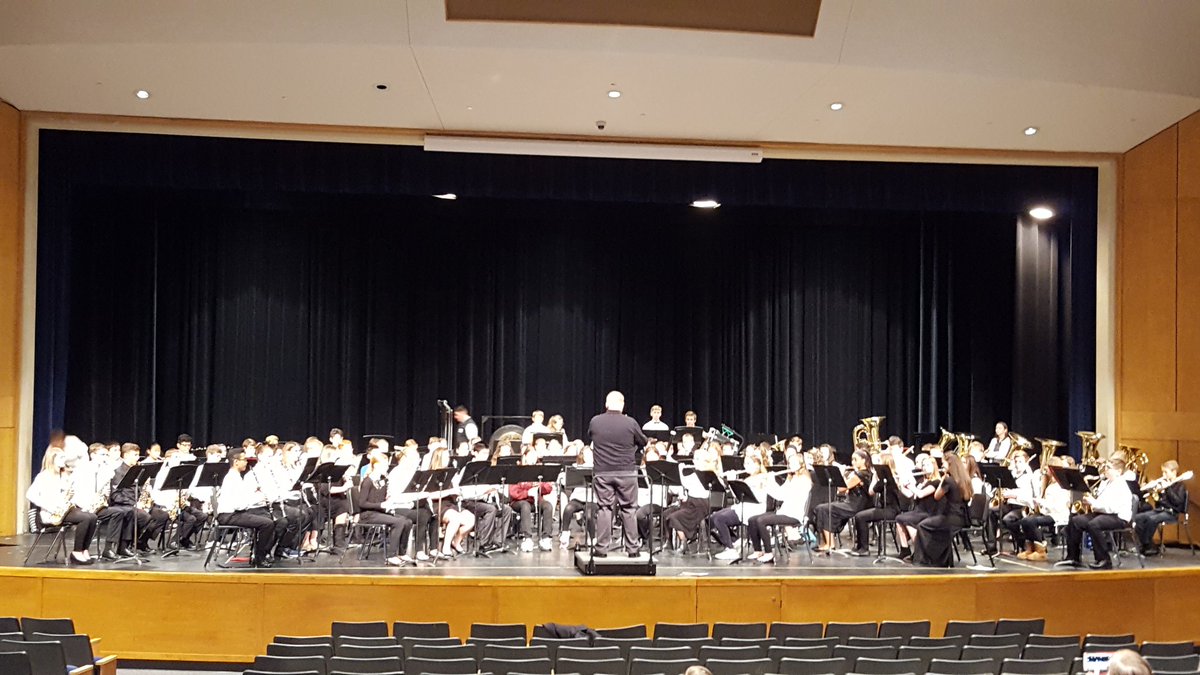 These 3 ladies representing WR at the ECKMEA District Honor Band today. 8th graders Madeline Crowder, Kamryn Yates, and Ella Voth. They have been rehearsing for hours and will perform a great concert this afternoon. <a href="/WRidgeMS/">Westridge MS</a> #champions