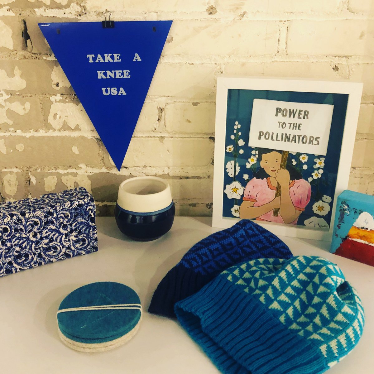 Studies in blue by a few of the artists in #soovacholidayshop. We're open Wednesdays-Sundays through 12/23 for all your art and gifting needs!