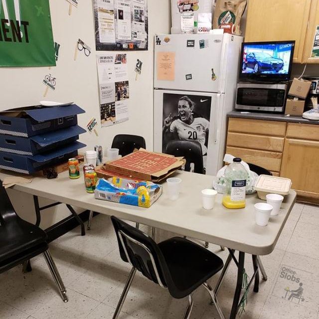 OfficeSlobs's tweet photo. From [redacted]:
-
According to trash jenga rules, as long as it doesn't fall off, you don't have to take it out, so it seems we're still in the clear. https://t.co/8bNyhg9yty