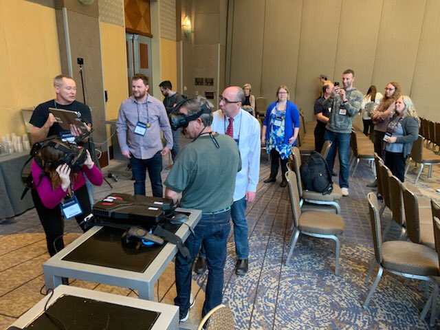 historyviz's tweet photo. We had a great time sharing Vauquois VR at #NCSS18. We had five learning centers and a great turnout of teachers and researchers! The session focused on our work at Vauquois but we shared the interactive orthophoto from @DigHill80 too. @VTLibraries @DigHill80 @ICATatVT https://t.co/pWeSlcD1Oz