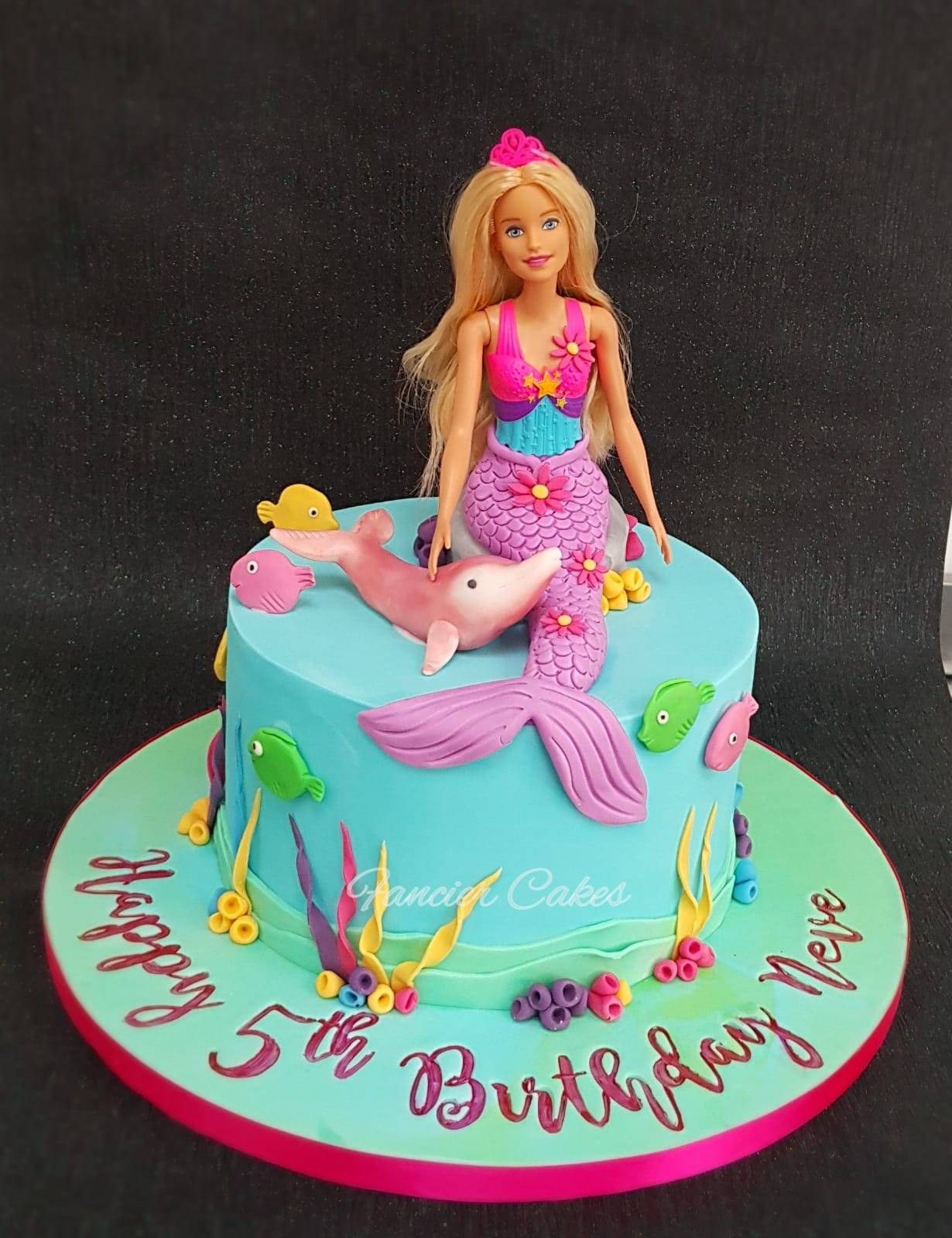 Fancier Cakes Beautiful Dolphin Magic Barbie Mermaid Chocolate Cake With A Hand Modelled Dolphin And Mermaid Tail Birthdaycake Chocolatesponge Chocolatecake Dolphinmagic Mermaid Barbie Dolphin Sugarcraft Cakeoftheday Homebaker