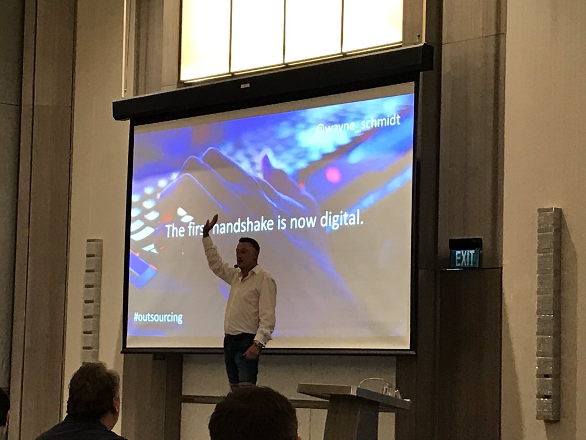 salschmidt's tweet photo. The first handshake is now #digital donโt forget #socialmedia itโs the beginning of #relationships today #outsourcing #offshoring @TheOAccountant #ignite18 https://t.co/WfgbP6WPlv