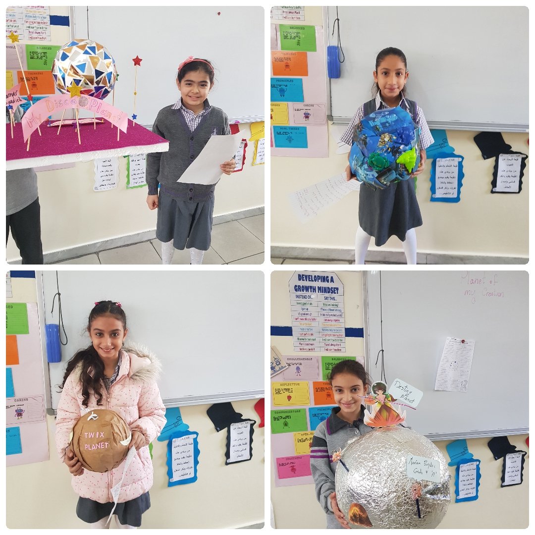rana_elmajzoub's tweet photo. Are there any undiscovered planets in space? How would they be? What are their characteristics? Grade four learners created their own planets and presented them. #creative_learners proud of you @DawhaHighSchool https://t.co/xsm4xK2fbD