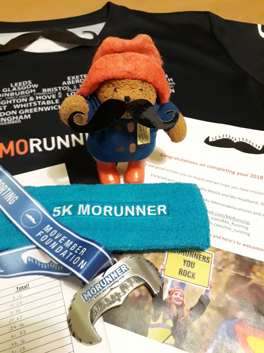 MrPB_Esq's tweet image. Oh, @MovemberUK and @fixevents!
What a lovely #Movember surprise!
Thank you for our Mo Medal and Mo Headband for our Virtual 5K!
#MoBear Mr PB and #MoSista Susan will be thrilled to wear them for #MoBros with pride ❤
189.77 #Move #Movember2018 *Kilometres* in total!
🐾👣