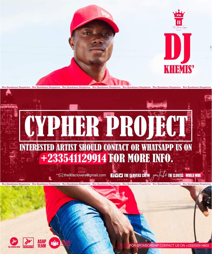 The90sClovers's tweet photo. 2019 Cypher Project with @DjKhemis
For More info. Contact Us on +233541129914 or the90sclovers@gmail.com #TheCloversCrew #AsapTeam #2019 #CypherProject.
Please🙏👣 Don't Forget to Share or Tell a Friend who is an Artist to Be featured on 🌍The Cypher [ Audio + Video 🔯🇬🇭 https://t.co/0o74DFRYnZ