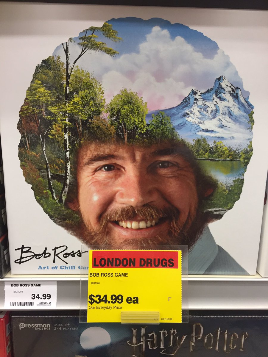 Discover the “Art of Chill” <a href="/LD_Metrotown/">LondonDrugsKingsway</a> with this <a href="/BobRossOfficial/">Bob Ross Official</a> board game. Release your inner artist, paint “happy little trees”, and race your friends to finish your painting first!