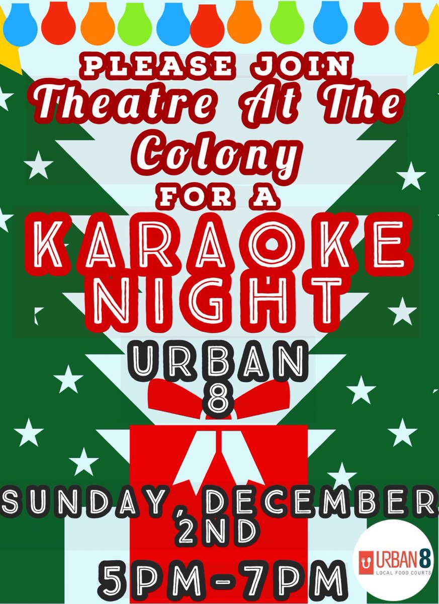 theatreattc's tweet photo. Hope you’ll join us @Urban8FoodCourt in TC for a fun night of Christmas karaoke! #TATClovesTC #itsthemostwonderfultimeoftheyear https://t.co/XxVJZcHpyJ