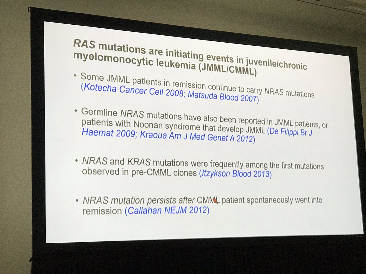 UMRogelCancer's tweet image. Li: RAS mutations are initiating events in #JMML and #CMML. #ASH18