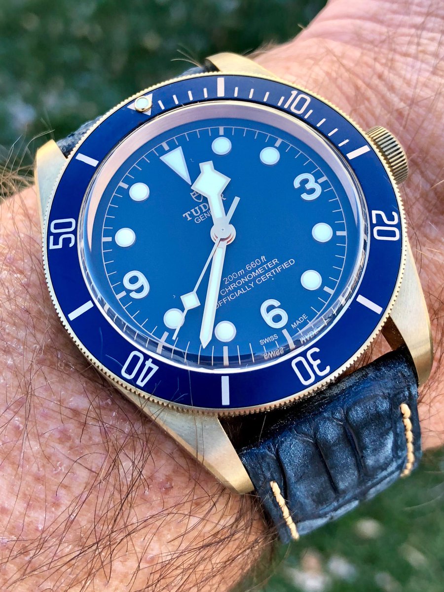 wristwatchforum's tweet photo. Just got a new distressed alligator 🐊 strap from #CombatStraps. #TudorBlackBayBronze #BuchererBlueEdition https://t.co/k2Kef1O8oJ