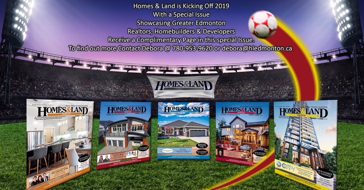 Homes &amp; Land is Kicking Off 2019 With a Special Issue!
Showcasing Greater Edmonton
Realtors, Homebuilders &amp; Developers
Receive a Complimentary Page in this special Issue.
To find out more Contact Debora
Ph:780-953-9620 
Email: debora@hledmonton.ca