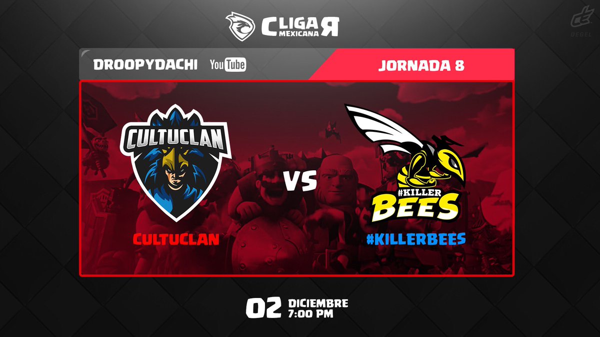 ⚜️ Partido 4/5 - Jornada 8 ⚜️

En el penúltimo encuentro de la jornada tenemos a dos viejos conocidos.

<a href="/cultuclan/">Cultuclan</a> 🆚 <a href="/CRM_eSports/">#KillerBees</a>. 

🎙 <a href="/Droopydachi/">Dan</a> 

#LigaMexicanaCR 🇲🇽 #Jornada8