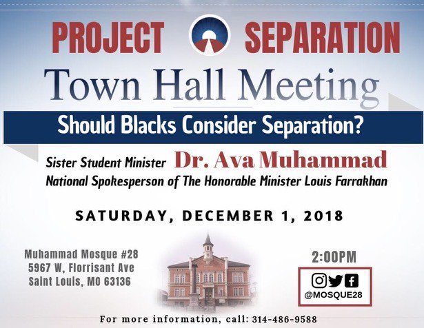 THeINKGOD's tweet image. Viewers are now seeing a promotional video prepared by Farrakhan Muhammad, before closing out and completing registration forms. #ProjectSeparation