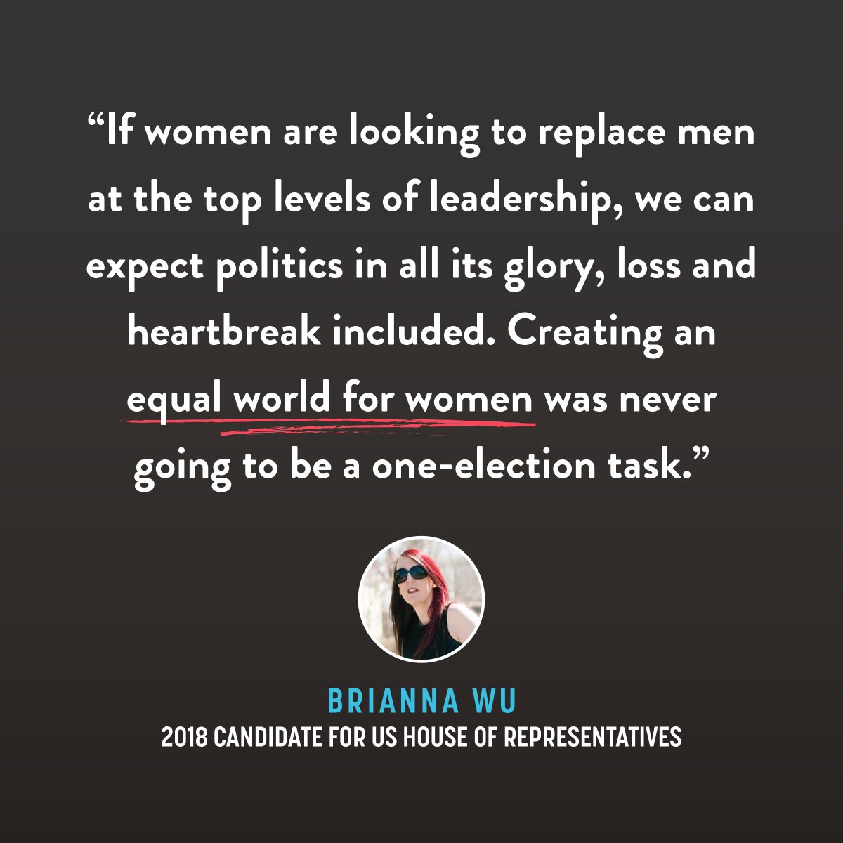Exactly, <a href="/BriannaWu/">Brianna Wu</a>. For all the women who won their elections, there were just as many and more who lost but our advice? Run again. 2020 isn't ready for us #SheShouldRun #250KBY2030