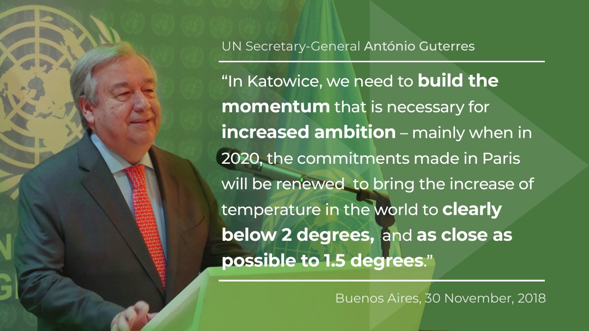 GlobalGoalsUN's tweet image. “In Katowice, we need to build the momentum that is necessary for increased ambition” – Secretary-General @antonioguterres on the importance of urgent #ClimateAction.

The UN Climate Change Conference #COP24 opens this Sunday, get more info here: bit.ly/UN_COP24