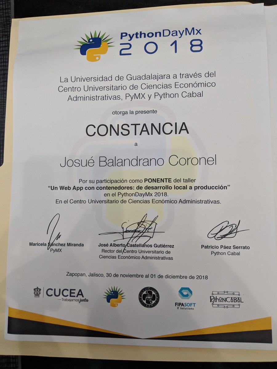eusoj_xirdneh's tweet image. Muchas gracias a #PythonDayMX18 por esta oportunidad de participar.
También al @CUCEA_OFICIAL por prestar el campus.
Qué siga el movimiento pythonista mexicano y latino!