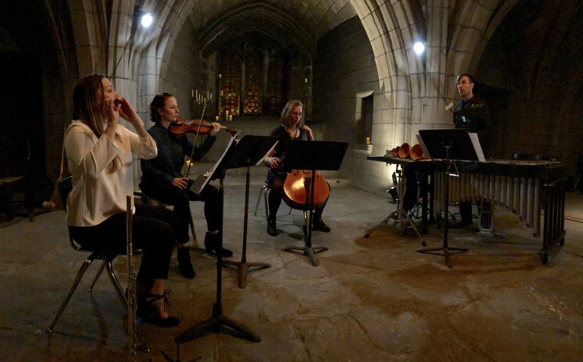 AnEarful's tweet photo. Members of @HotelElefant performing To Hear You Tell It, a knockout piece by Patrick Castillo. Its investigation of time is trenchant and it’s also filled with wonderful melodic invention. #newmusic #contemporaryclassical https://t.co/IvUn3u1NRb