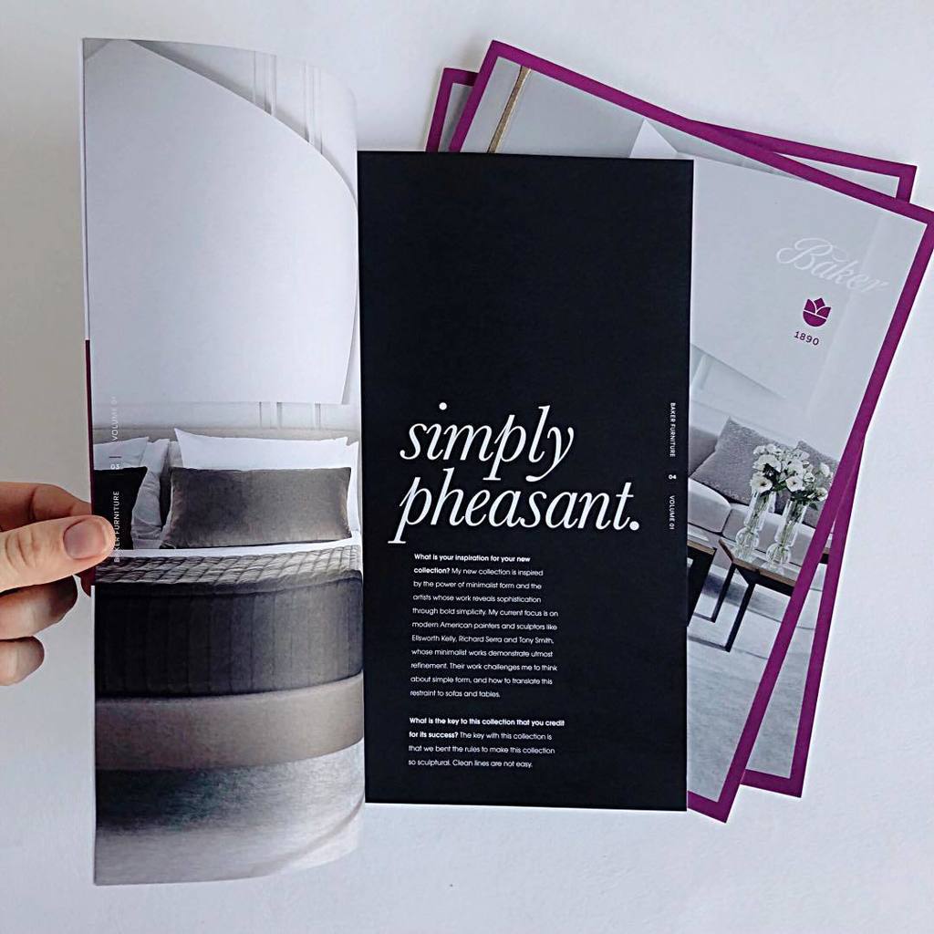 MakeAndCompany's tweet photo. A peak inside Volume 1 of the @bakerfurniture magalog. #print #magazinelayout #chicagodesign #designstudio #localbusiness #chicagolocalbusinesses #creativelifehappylife #creativestudio https://t.co/HmHIqasmh4 https://t.co/qeFjSWSQDA