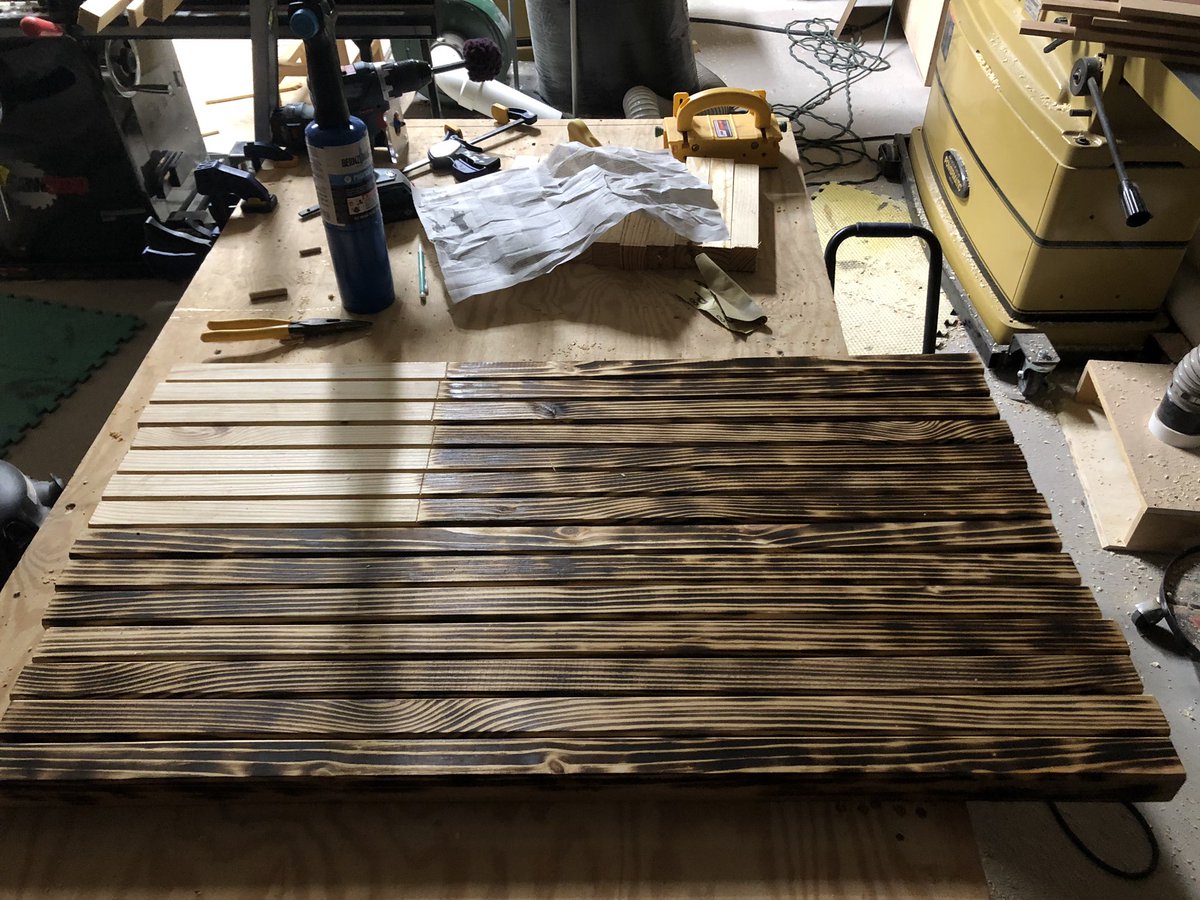 MbiWoodworking's tweet photo. Gluing up an American Flag for a local veteran. https://t.co/lmGNp5B9ez