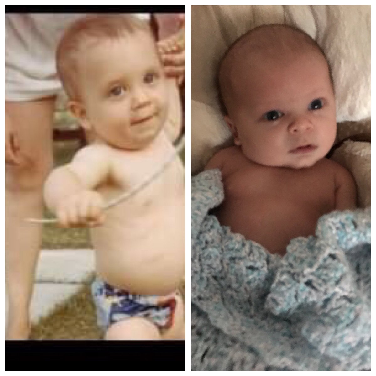 Hubby on the left, baby Nathan on the right. Someone has a little doppelgänger 👶🏻 #LikeFatherLikeSon