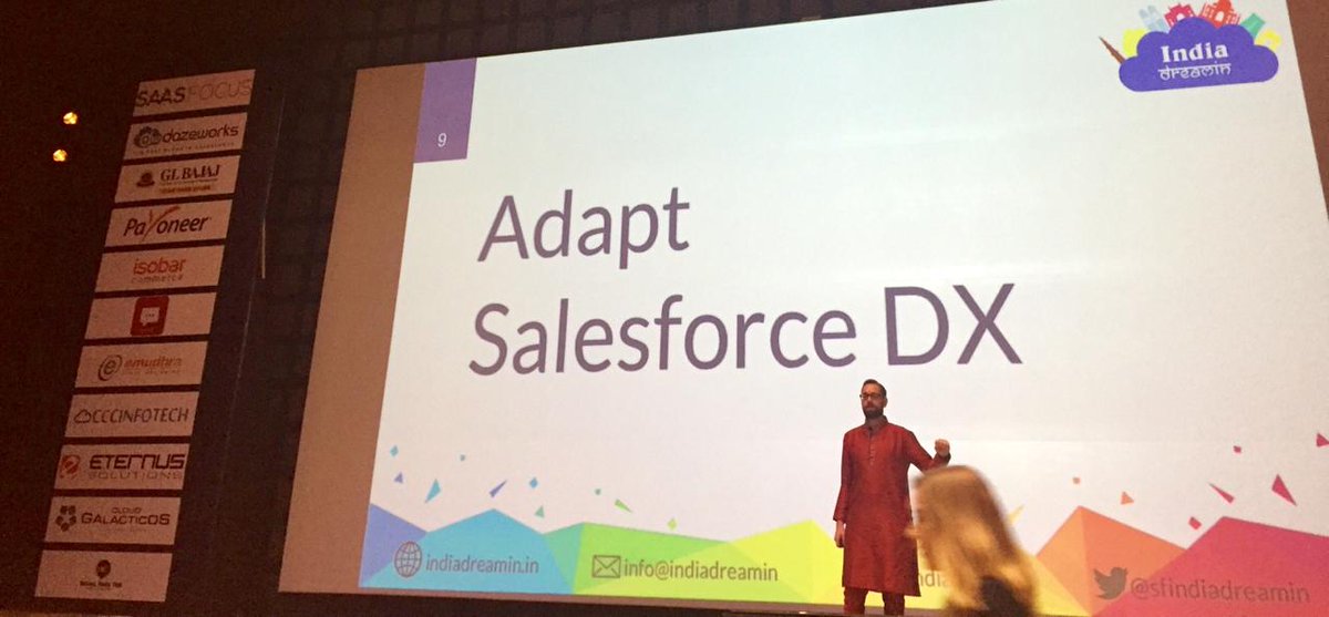 My favourite topic *Salesforce DX* at #IndiaDreamin18 by @muenzpraeger.  Thanks to @tanujavyas and @prajsszz for introducing this topic at #JDF18. Once again it has come up at @indiadreamin.

#EternusAtIndiaDreamin @eternussolution @nik_mehta