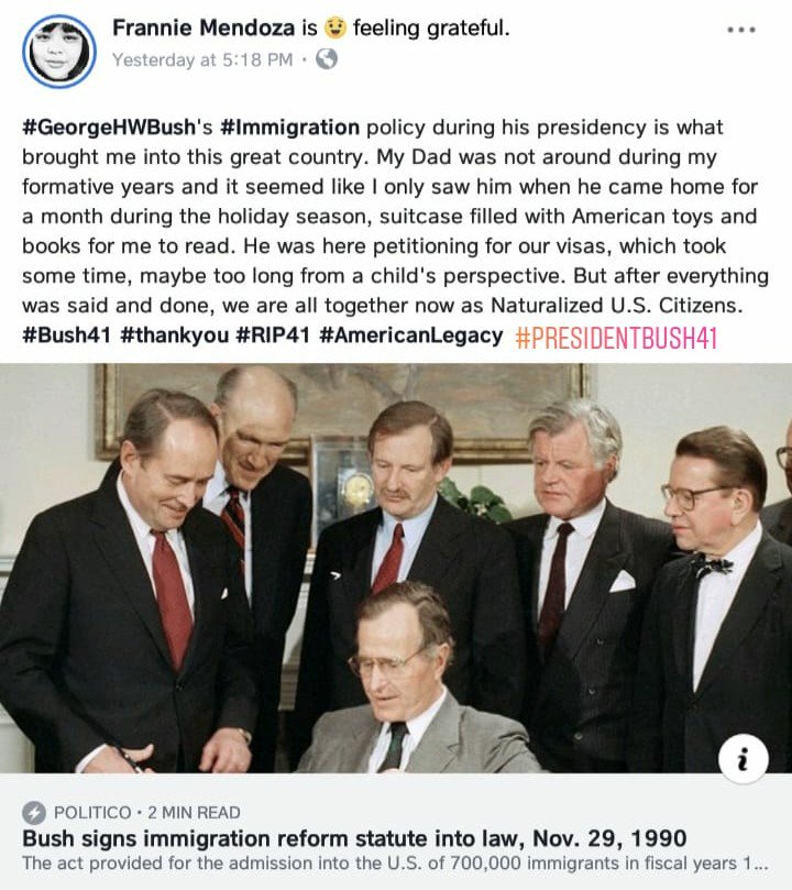 franniefrantic's tweet photo. Most notable to me is that he was an Ambassador to the United Nations, he was married for 73 years, and this....
#Immigration #American #ForeignPolicy #thankyouforyourservice #GeorgeHWBush #Bush41 #AmericanLegacy #RIP41 https://t.co/5nhgmJU4ib