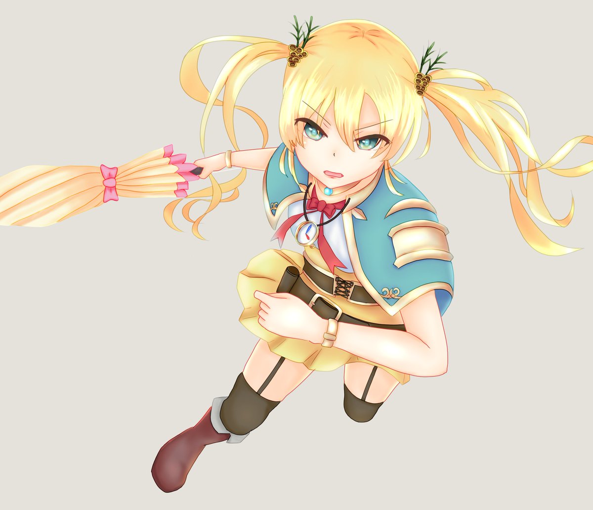 春麻楠 たまに絵を描く フェンネルのコテコテなツンデレぶり好き 正面絵で奥行きのある感を練習中 花騎士 フラワーナイトガールイラスト