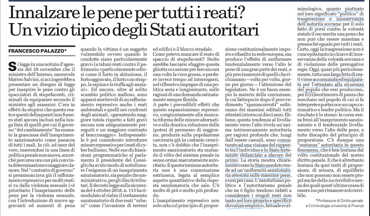 Non è solo il processo eterno senza prescrizione o il “diritto” all’appello con sul tavolo la rivoltella della reformatio in pejus. Anche l’aumento indiscriminato delle pene connota lo Stato autoritario che schiaccia il cittadino. Lo spiega bene il Prof. Palazzo. <a href="/ildubbionews/">Il Dubbio</a>