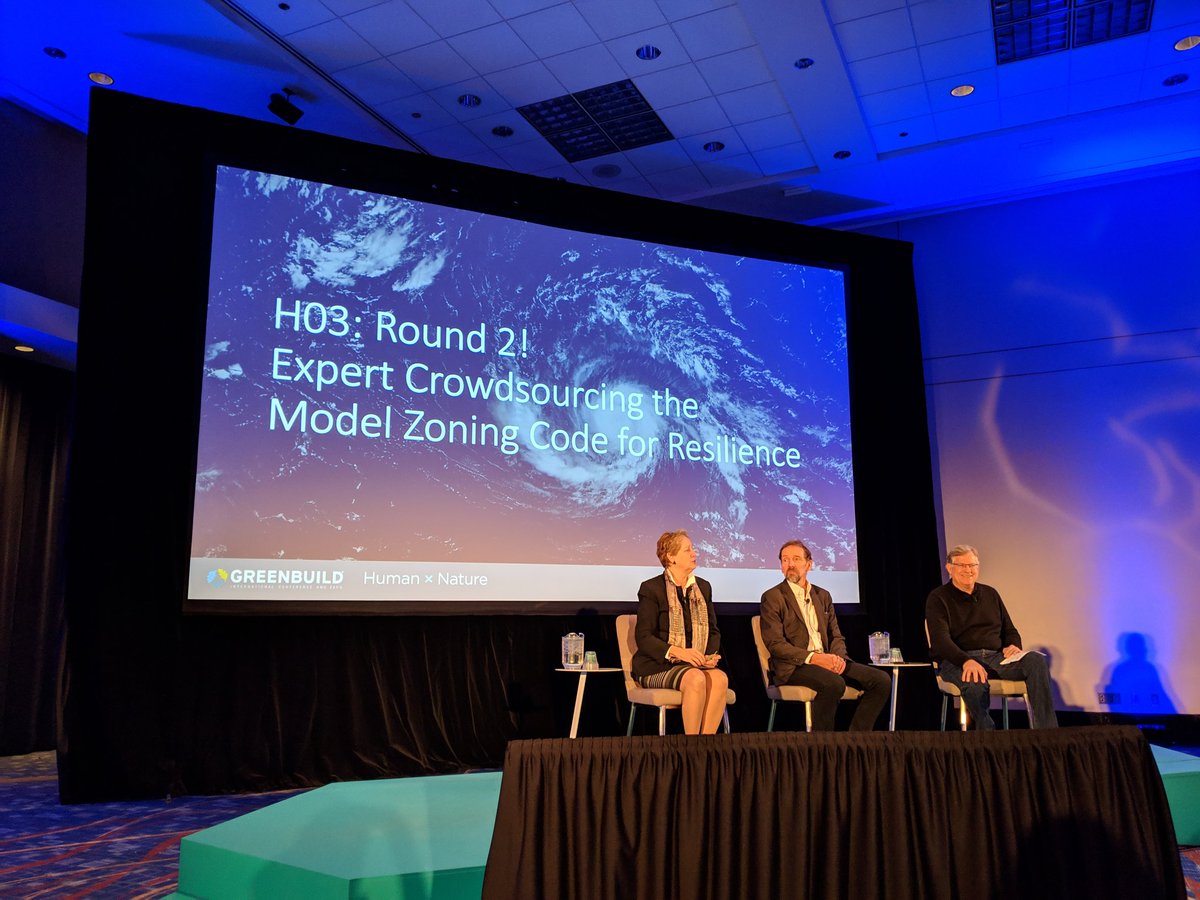 MaryDavidge's tweet photo. #greenbuild18 the masters on zoning codes for resilience. 100 resilient cities framework https://t.co/76gaJZDnwO