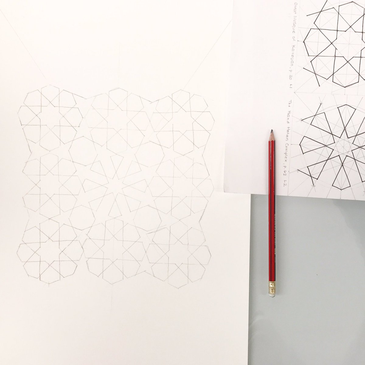 Creating my first #islamicpattern design. It’s not perfect, but it’s been fun learning and creating! Can’t wait to show my #highschoolart students! #professionallearning #schoolofislamicgeometricdesign