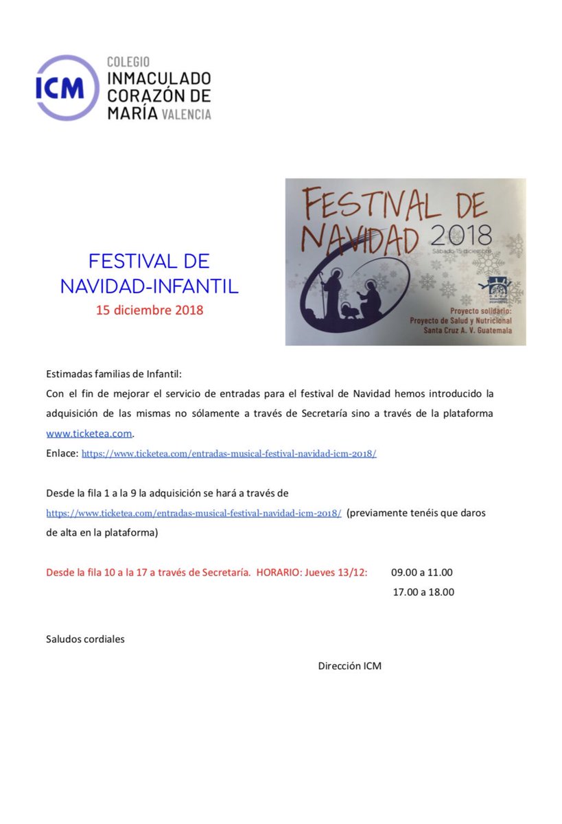 #festivalnavidadICM2018          Un año más podéis adquirir las entradas para el Festival de Infantil a través de Ticketea: ticketea.com/entradas-music…