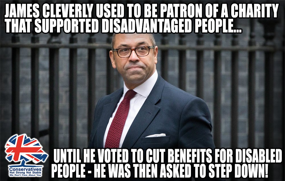StrongerStabler's tweet photo. In 2016 James Cleverly was asked to step down as patron of 'Advocacy for All' - a charity supporting disadvantaged people in SE England. The charity felt he was no longer a suitable person for the role, as he had voted to cut Disability Benefits (ESA) #c4brexit https://t.co/MlzkscsOxh
