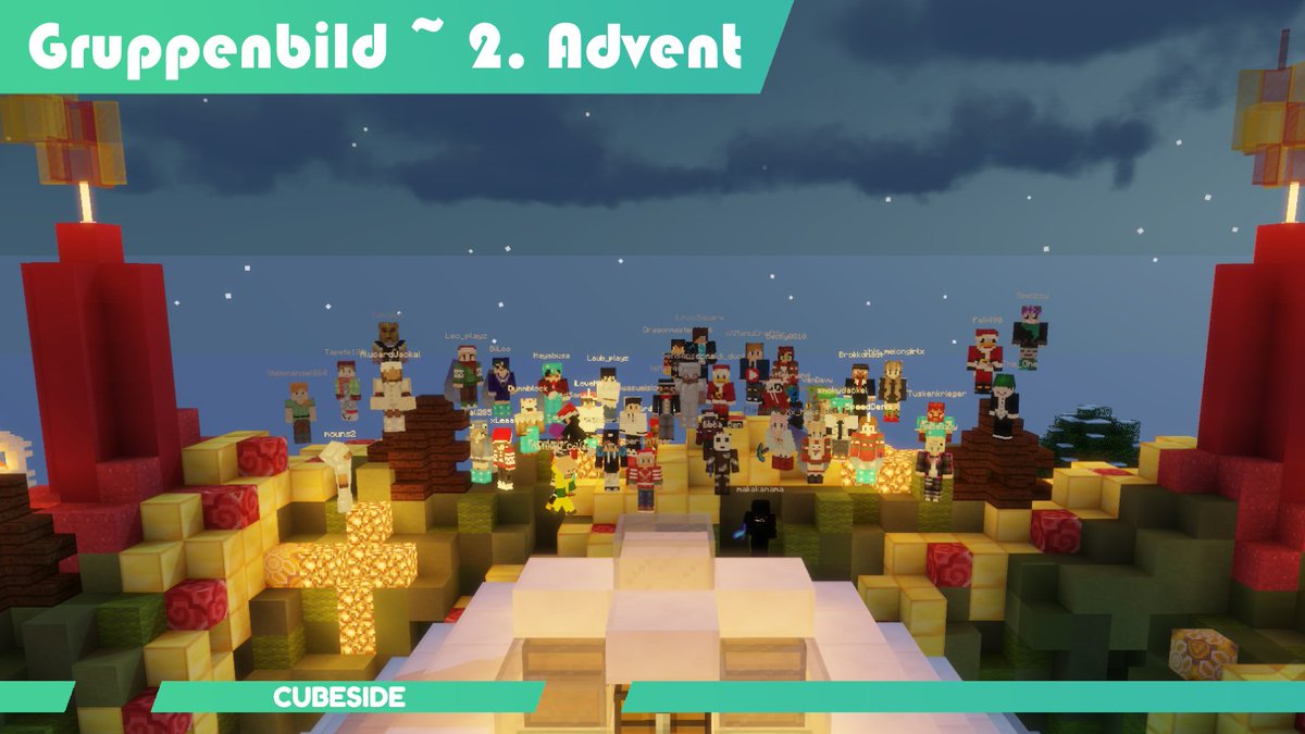cubesidelive's tweet photo. Gruppenbild vom 2.Advent 2018
#Cubeside #Minecraft #Xmas https://t.co/HKPTKOS0iT