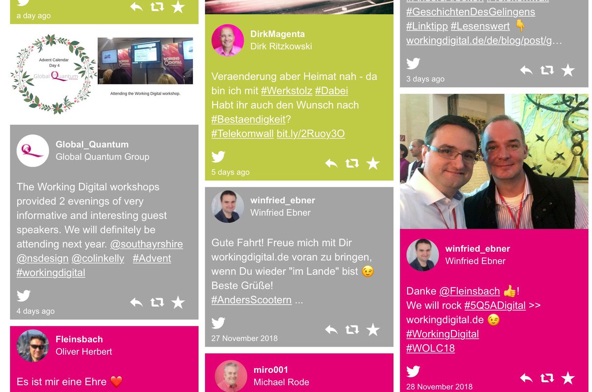 winfried_ebner's tweet photo. Der SocialBuzz zu #WorkingDigital auf einen Blick. Schön, dass auch Non-#Magenta Content mehr und mehr auf der Wall erscheint! 👍
#WorkdingDigitial #Telekomwall
#Lesenswert #Linktipp 👇
https://t.co/nL7MH0q5pY https://t.co/6bKU7aU7r6