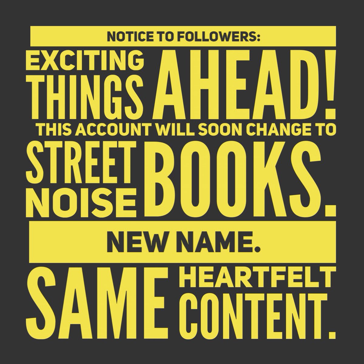 Notice to followers: Exciting things ahead! This account will soon change to Street Noise Books. New name. Same heartfelt content.
.
#streetnoisebooks #indiepublishing #yanonfiction #graphicnovel #nonfiction #graphicmemoir #artasresistance #realbooks #giveadamn