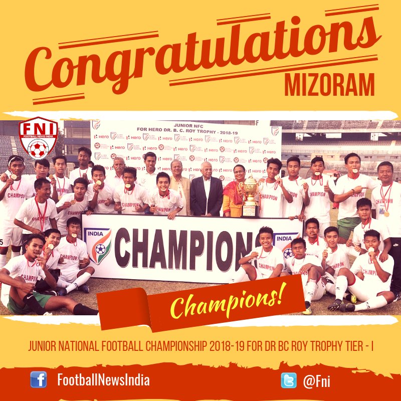 The Mizoram squad after winning the Junior Championships (Credits- Football News India Twitter)
