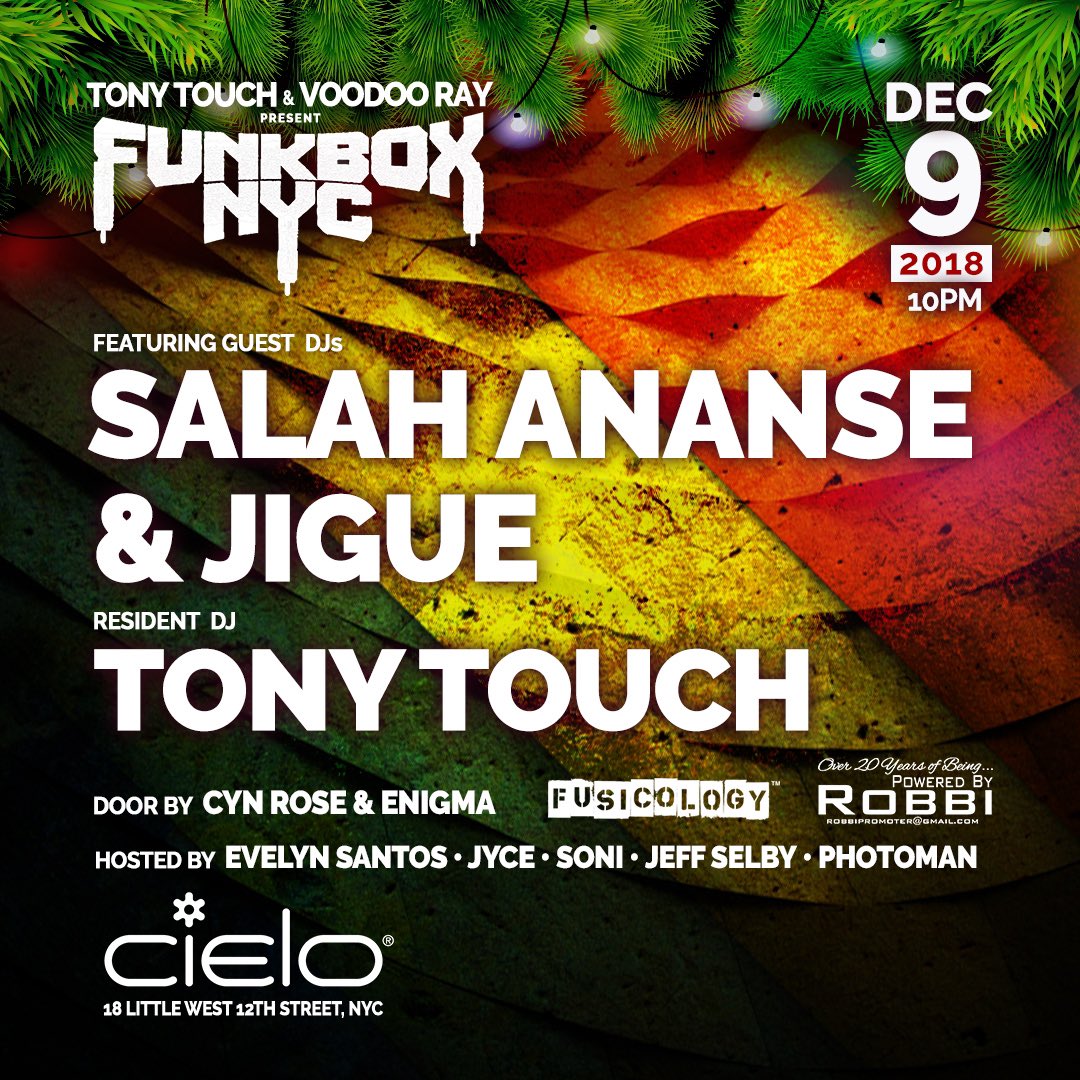 Sunday’s are for dancing at @FUNKBOXNYC !! With Special guest Salah Ananse & Jigue. Come dance with us. It’s a beautiful night for House Music.