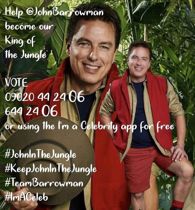 catsandcobwebs_'s tweet photo. #JohnToWin @JohnBarrowman #KeepJohnInTheJungle !!!
#imaceleb #TeamBarrowman #JohnBarrowman #johninthejungle #DoctorWho #ImACelebrity #ExtraCamp #Arrow
#Torchwood πππ https://t.co/QUfwKVo3Gr