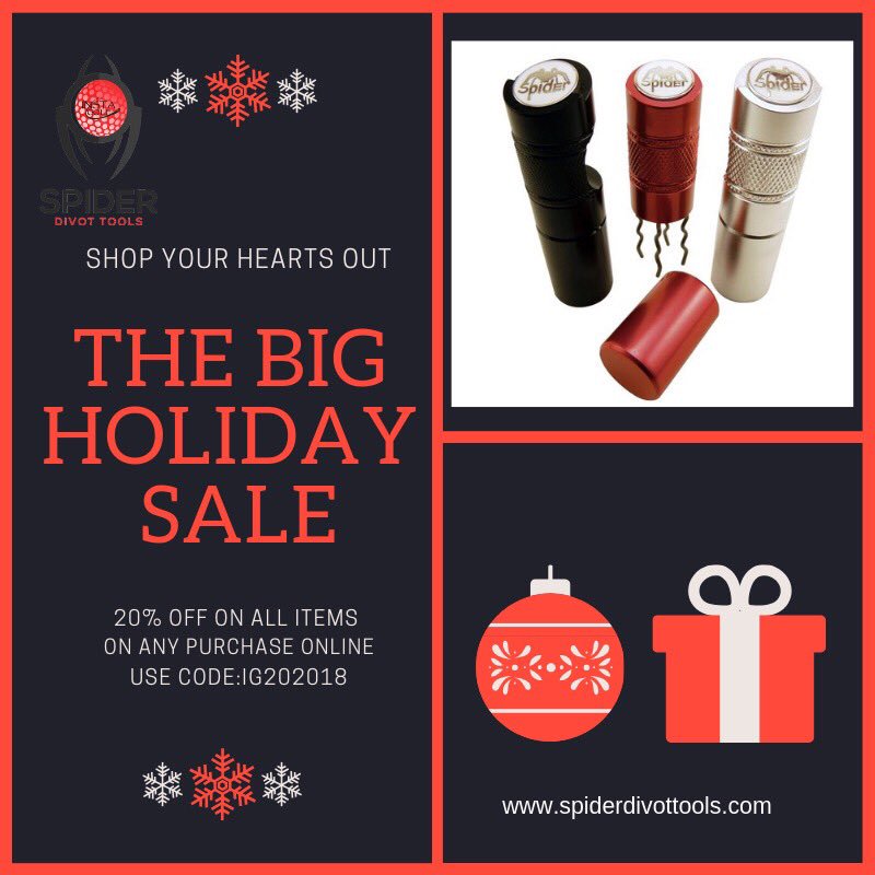 THE BIG HOLIDAY SALES!!🎁🎁
For the golfer who likes the hottest golf equipment we offer our products with 20% off by using promo code: IG202018 ❄️❄️
SHOP NOW👇🏼
spiderdivottools.com
#SundayThoughts #golfclub #golfer