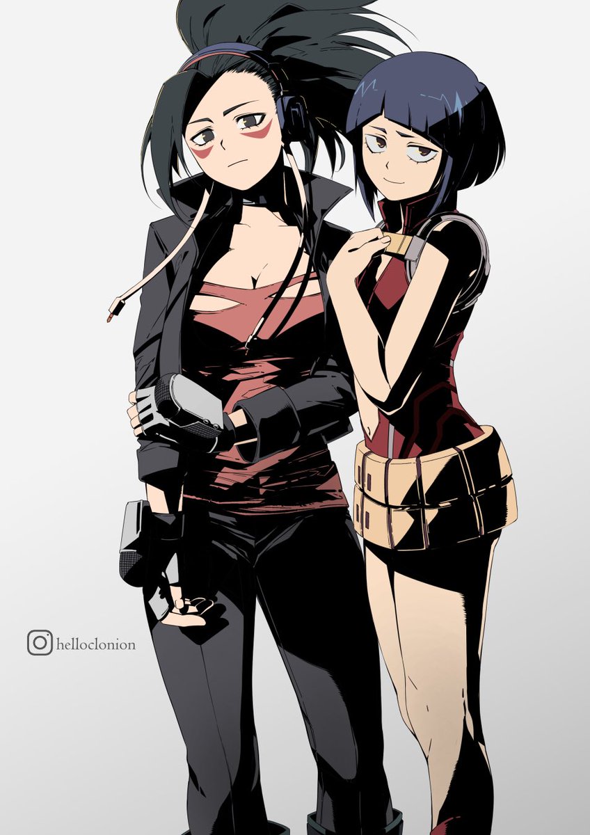 Momo and Jirou with their costumes, quirks, and personalities swapped. #forgottopost #BokuNoHeroAcademia #yaoyorozu #jirou #momojirou