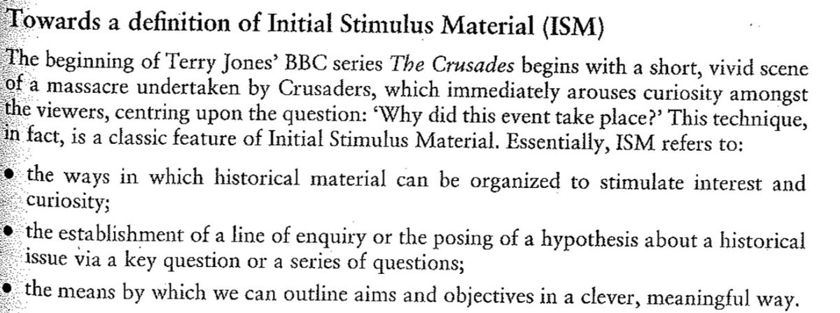 HistoryResource's tweet photo. I know that other's disagree but I still think that ISMs used in the way that Rob Phillips defined here in the bullet points work to engage and introduce an enquiry in history. https://t.co/9HQiFVfoPA