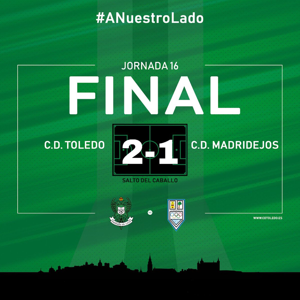 CD_Toledo's tweet photo. FINAL | 2-1 | Victoria del #CDToledo gracias a los goles de Ruben Moreno y Álvaro Antón 

#ANuestroLado 💚⚪️ https://t.co/QTE7pmEEvQ