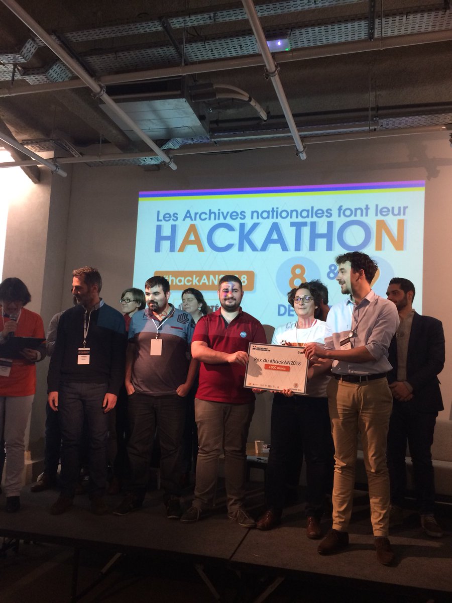 sa_roulle's tweet photo. Bravo à Une minute ago qui a gagné le #hackAN2018 pour son projet sur les minutiers des notaires de Paris. Spéciale dédicace à @Alix_Tz et François ! https://t.co/Yfn9CfNIjL