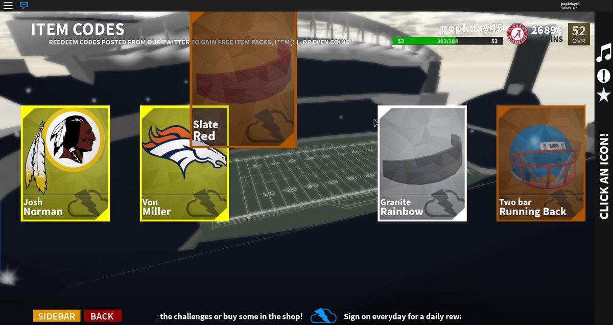 Football Universe On Twitter Use Code Larvschi For A Free All Pro Pack Post Screenshots Of What You Got - roblox football universe twitter codes