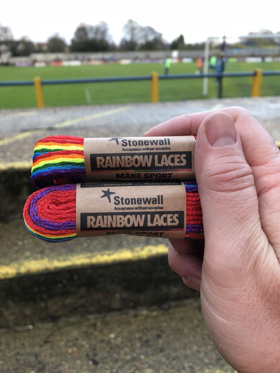 My little Joe wore the #RainbowLaces that we bought @stalbanscityfc from @stonewalluk for his match this morning! He told me they helped him because he played well and they won