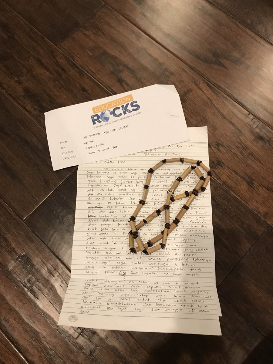 I loved receiving a letter and necklaces from an Indonesian girl that I am sponsoring to complete her education! <a href="/edrocksorg/">Education Rocks</a> is such a cool program and I’m so excited that I am able to make a difference in this girls life. #EducationRocks #MakeADifference #Kindness <a href="/gchelsea8/">Chelsea E. Gilbert</a>
