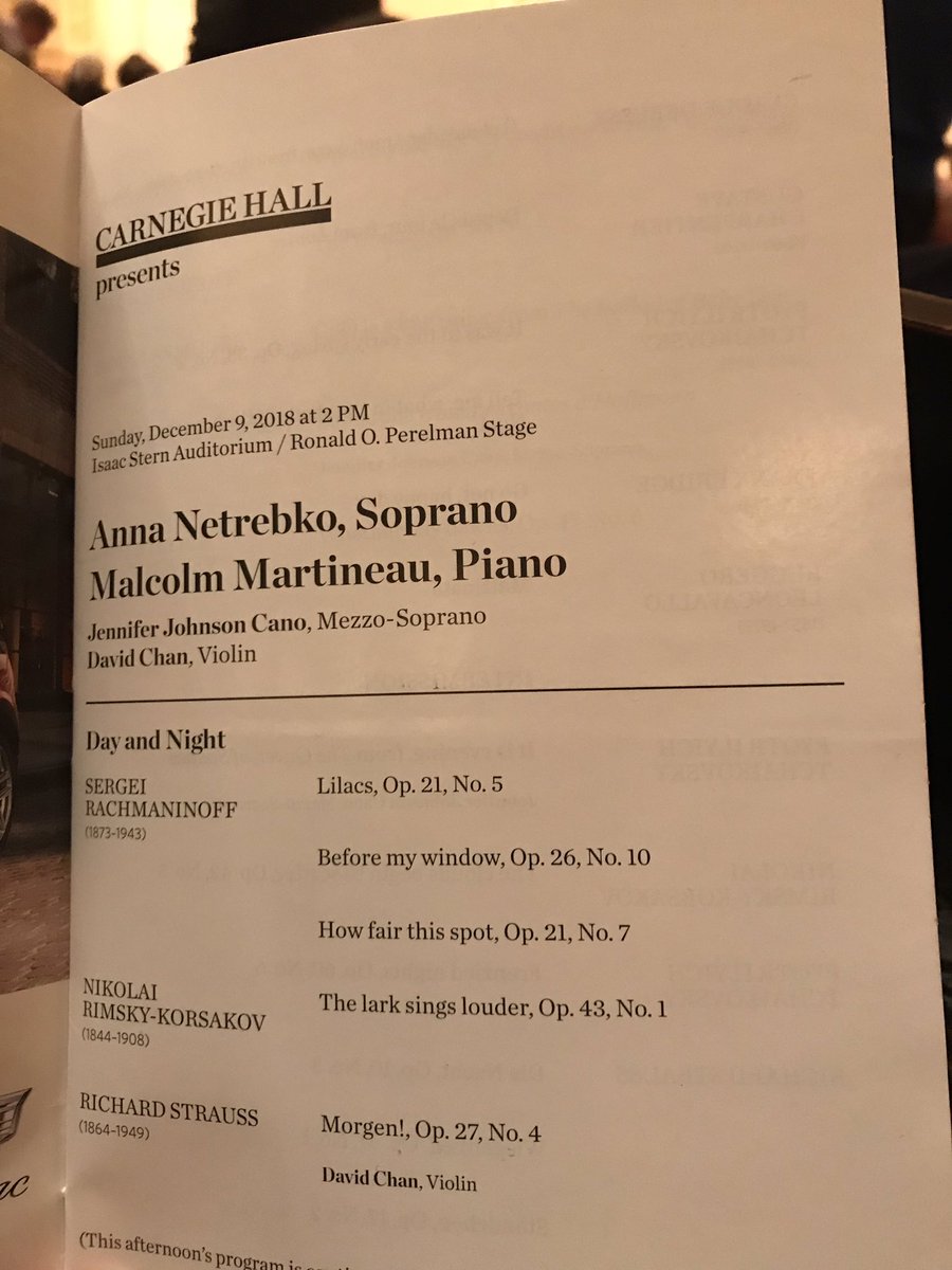 tmalesys's tweet photo. Today’s treat #Trebs @carnegiehall second time forme to hear the diva in recital. This time, she inserted some mélodies françaises. https://t.co/dwv6HRLuQB