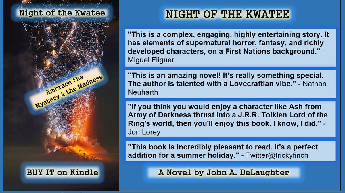 HPL_JDeLaughter's tweet photo. 🤓The reviews are in WHAT A READ!🤓
🔥NIGHT OF THE KWATEE🔥
⚔️#Tolkienesque #Amazing #Supernatural #Horror⚔️
🗣️BUY IT>ON KINDLE>A 5⭐️Novel! #LOTR #Fantasy
🇺🇸 https://t.co/aNEjEY8Vwv
🇬🇧 https://t.co/hvmNGtxrMo
🇨🇦 https://t.co/BzEOGWo44K
🇦🇺 https://t.co/g3uVeewyy6 https://t.co/zcGwg7QbRM