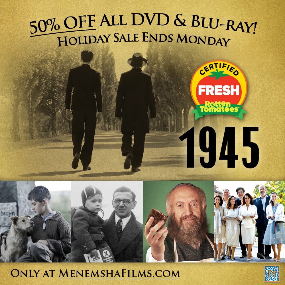 LAST CHANCE to save on #Hanukkah gifts! 🕎

All our award-winning films on DVD and Blu-ray are 50% OFF through Monday, only at the MenemshaFilms.com Store.