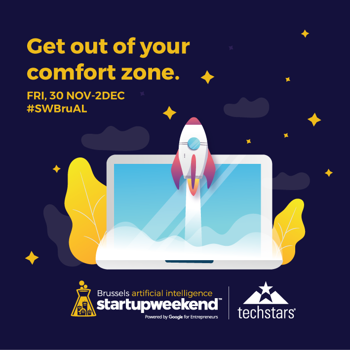 swbru's tweet photo. “Get out of your comfort zone” (or enlarge it) at #SWBruAI @StartupWeekend #Brussels #AI edition🤖 on 📆Nov30-Dec02 #hackathon #startup #entrepreneur @totophe @Tracy_Keogh @miduchateau @Elena_Tosheva @gregtheclimber @MarieLaenen @Macfarrag @startitkbc https://t.co/TWwDYBWo2J https://t.co/A00F8gw22x